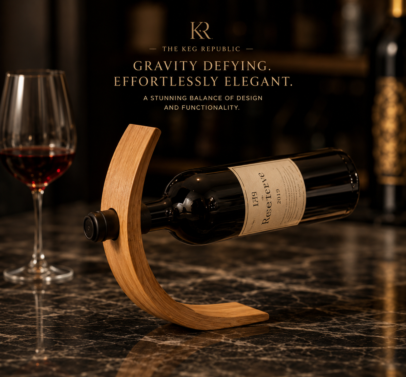 Gravity Reserve™ Floating Wine Bottle Holder